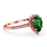 Teardrop Pear Vintage Style Halo Engagement Ring Cubic Zirconia 925 Sterling Silver