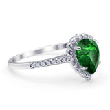 Teardrop Pear Vintage Style Halo Engagement Ring Cubic Zirconia 925 Sterling Silver