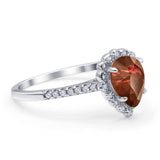 Teardrop Pear Vintage Style Halo Engagement Ring Cubic Zirconia 925 Sterling Silver