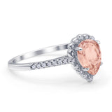 Teardrop Pear Vintage Style Halo Engagement Ring Cubic Zirconia 925 Sterling Silver
