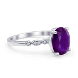 Solitaire Accent Oval Engagement Ring Cubic Zirconia 925 Sterling Silver
