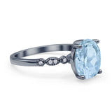 Solitaire Accent Oval Engagement Ring Cubic Zirconia 925 Sterling Silver