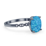 Solitaire Accent Oval Engagement Ring Cubic Zirconia 925 Sterling Silver