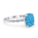 Solitaire Accent Oval Engagement Ring Cubic Zirconia 925 Sterling Silver