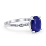 Solitaire Accent Oval Engagement Ring Cubic Zirconia 925 Sterling Silver