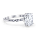 Solitaire Accent Oval Engagement Ring Cubic Zirconia 925 Sterling Silver