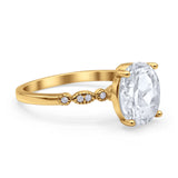 Solitaire Accent Oval Engagement Ring Cubic Zirconia 925 Sterling Silver