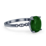 Solitaire Accent Oval Engagement Ring Cubic Zirconia 925 Sterling Silver