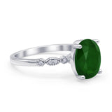 Solitaire Accent Oval Engagement Ring Cubic Zirconia 925 Sterling Silver