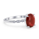 Solitaire Accent Oval Engagement Ring Cubic Zirconia 925 Sterling Silver