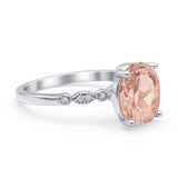 Solitaire Accent Oval Engagement Ring Cubic Zirconia 925 Sterling Silver