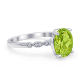 Solitaire Accent Oval Engagement Ring Cubic Zirconia 925 Sterling Silver