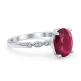 Solitaire Accent Oval Engagement Ring Cubic Zirconia 925 Sterling Silver