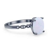 Solitaire Accent Oval Engagement Ring Cubic Zirconia 925 Sterling Silver