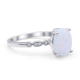 Solitaire Accent Oval Engagement Ring Cubic Zirconia 925 Sterling Silver
