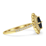 Floral Oval Vintage Engagement Ring Cubic Zirconia 925 Sterling Silver