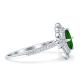 Floral Oval Vintage Engagement Ring Cubic Zirconia 925 Sterling Silver