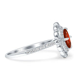 Floral Oval Vintage Engagement Ring Cubic Zirconia 925 Sterling Silver