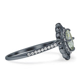 Vintage Style Oval Natural Green Amethyst Prasiolite Halo Engagement Ring