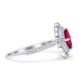 Floral Oval Vintage Engagement Ring Cubic Zirconia 925 Sterling Silver