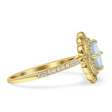 Floral Oval Vintage Engagement Ring Cubic Zirconia 925 Sterling Silver