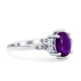 Oval Art Deco Engagement Ring Cubic Zirconia 925 Sterling Silver