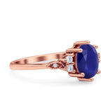 Oval Art Deco Engagement Ring Cubic Zirconia 925 Sterling Silver
