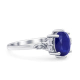 Oval Art Deco Engagement Ring Cubic Zirconia 925 Sterling Silver