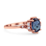 Antique Style Oval Lab Alexandrite Art Deco Engagement Ring