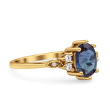 Antique Style Oval Lab Alexandrite Art Deco Engagement Ring