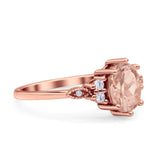Oval Art Deco Engagement Ring Cubic Zirconia 925 Sterling Silver