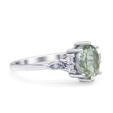 Antique Style Oval Natural Green Amethyst Art Deco Engagement Ring