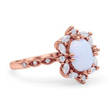 Oval Halo Ballerina Style Engagement Ring Cubic Zirconia 925 Sterling Silver