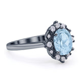 Halo Ballerina Style Oval Engagement Ring Cubic Zirconia 925 Sterling Silver