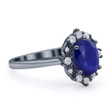 Halo Ballerina Style Oval Engagement Ring Cubic Zirconia 925 Sterling Silver
