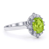 Halo Ballerina Style Oval Engagement Ring Cubic Zirconia 925 Sterling Silver
