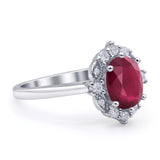 Halo Ballerina Style Oval Engagement Ring Cubic Zirconia 925 Sterling Silver