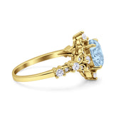 Halo Art Deco Oval Natural Aquamarine Engagement Ring