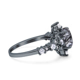 Halo Art Deco Oval Natural Rutilated Quartz Engagement Ring
