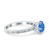 Art Deco Round Engagement Ring Simulated Cubic Zirconia 925 Sterling Silver