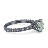 Vintage Dainty Round Natural Green Amethyst Prasiolite Engagement Ring