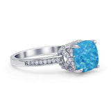 Elegant Hidden Halo Cushion Engagement Ring Cubic Zirconia 925 Sterling Silver