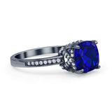 Elegant Hidden Halo Cushion Engagement Ring Cubic Zirconia 925 Sterling Silver
