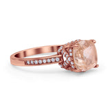 Elegant Hidden Halo Cushion Engagement Ring Cubic Zirconia 925 Sterling Silver