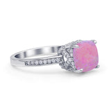 Elegant Hidden Halo Cushion Engagement Ring Cubic Zirconia 925 Sterling Silver