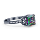 Elegant Hidden Halo Cushion Engagement Ring Cubic Zirconia 925 Sterling Silver