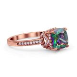 Elegant Hidden Halo Cushion Engagement Ring Cubic Zirconia 925 Sterling Silver
