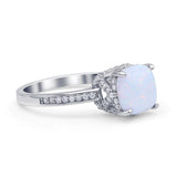 Elegant Hidden Halo Cushion Engagement Ring Cubic Zirconia 925 Sterling Silver