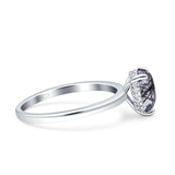 Teardrop Pear Hidden Halo Natural Rutilated Quartz Engagement Ring