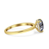 Teardrop Pear Hidden Halo Natural Rutilated Quartz Engagement Ring